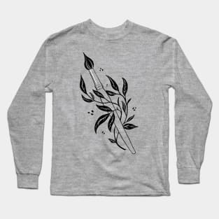 Paintbrush - Weapon of choice - on blush Long Sleeve T-Shirt